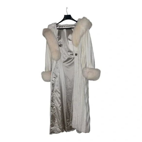 Vintage Womens’s Arctic fox White mink long coat custom made Should Be Size 6 - Picture 4 of 13